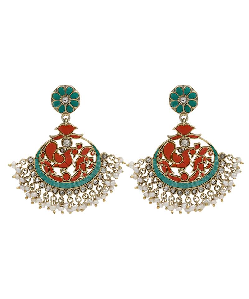 Antique gold multicolor dangler earrings