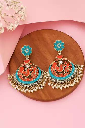 Antique gold multicolor dangler earrings