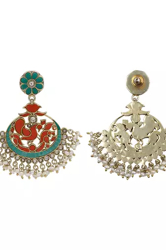 Antique gold multicolor dangler earrings