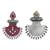 Silver plated pinkish red dangler earrings