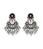 Rhodium black beaded dangler earrings
