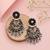 Rhodium black beaded dangler earrings