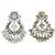 Silver plated green kundan dangler earrings