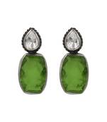Silver plated green stone drop earrings