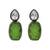 Silver plated green stone drop earrings