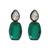 Silver plated green stone drop earrings