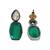 Silver plated green stone drop earrings