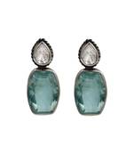 Silver plated ice blue stone drop earrings
