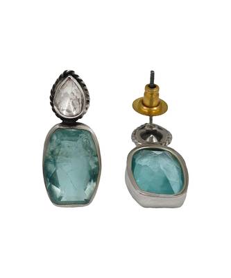 Silver plated ice blue stone drop earrings 3