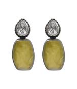 Silver plated yellowish green drop earrings