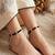 Black Thread Anklet Pair with Silver Butterfly Charms, Oxidized Barefoot Sandals, Indian Payal