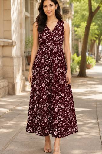 Philauri women’s maroon floral printed dress
