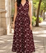 Philauri women’s maroon floral printed dress