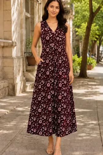 Philauri women’s maroon floral printed dress