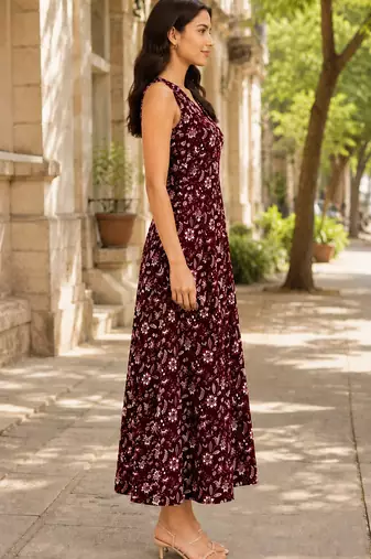 Philauri women’s maroon floral printed dress
