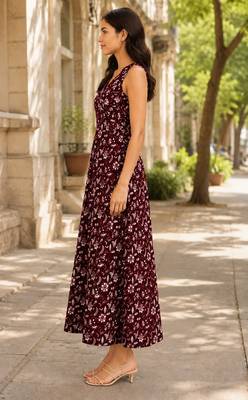 Philauri women’s maroon floral printed dress 4