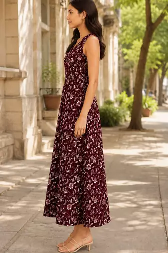 Philauri women’s maroon floral printed dress