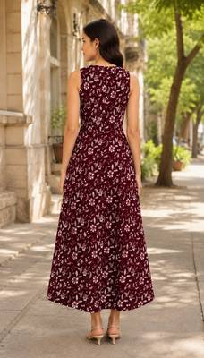 Philauri women’s maroon floral printed dress 5