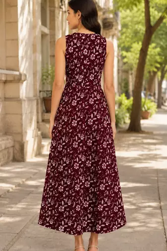 Philauri women’s maroon floral printed dress