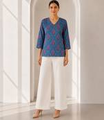 Philauri women's blue printed short kurti