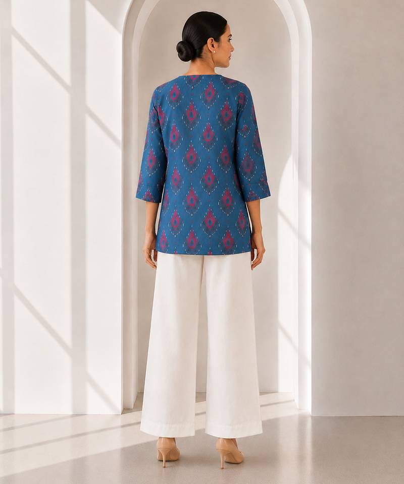 Philauri women's blue printed short kurti