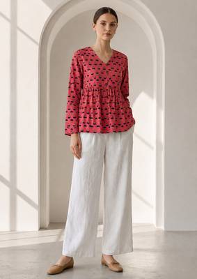 Philauri pink printed peplum top 1