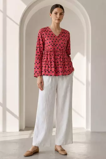 Philauri pink printed peplum top