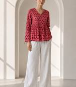 Philauri pink printed peplum top