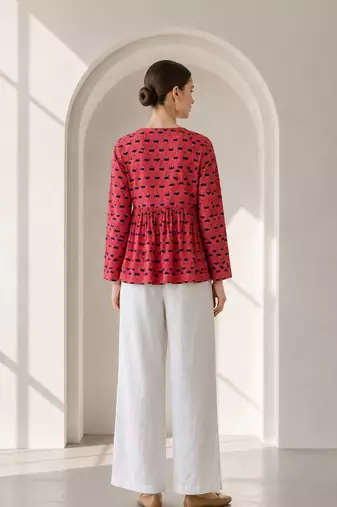 Philauri pink printed peplum top