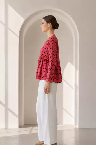 Philauri pink printed peplum top