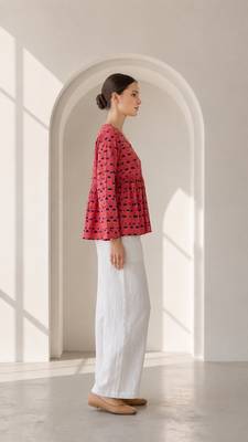 Philauri pink printed peplum top 4