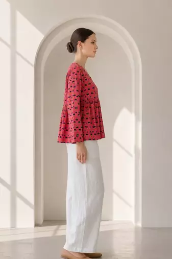 Philauri pink printed peplum top