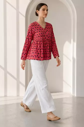 Philauri pink printed peplum top