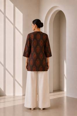 Philauri women's brown printed short kurti 2
