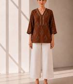 Philauri women's brown printed short kurti