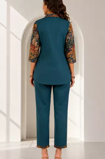 Philauri women teal blue printed co-ord set