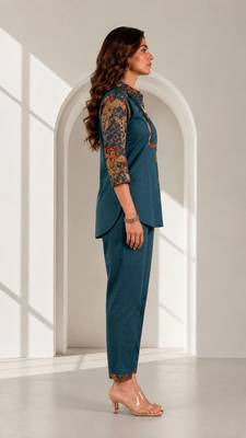 Philauri women teal blue printed co-ord set 4