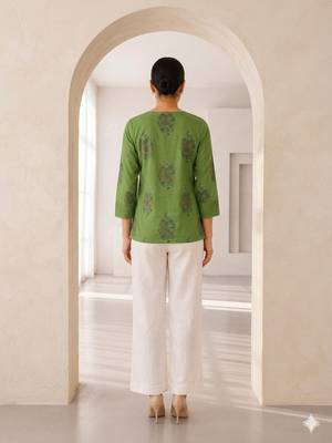 Philauri women's green short kurti 2