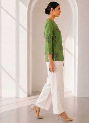 Philauri women's green short kurti 4