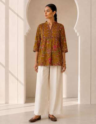 Philauri women's mustard short kurti 1