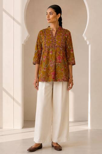 Philauri women's mustard short kurti
