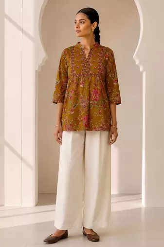 Philauri women's mustard short kurti