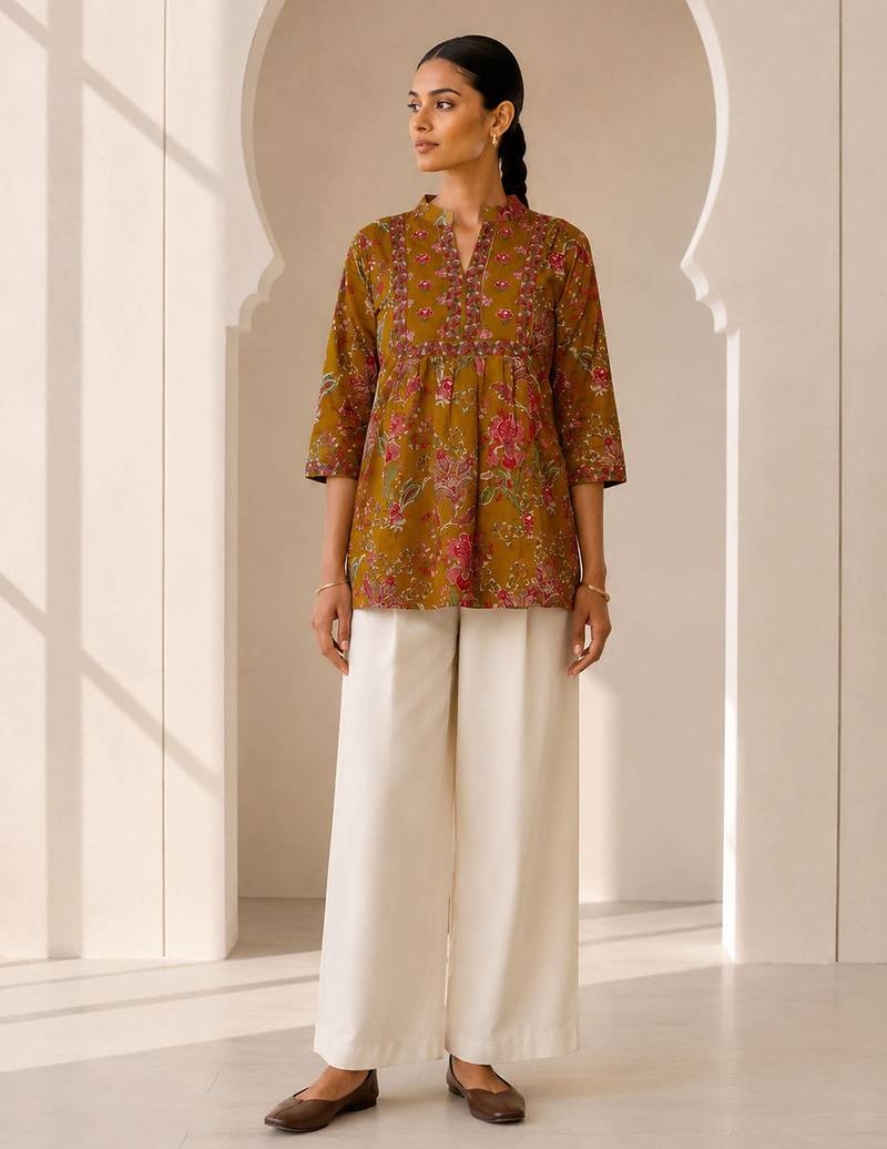 Philauri women's mustard short kurti