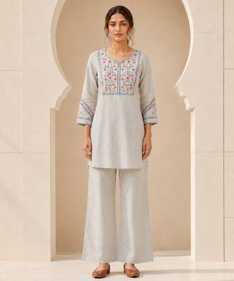 Philauri women light blue embroiderd co-ord set 1
