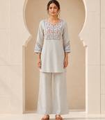 Philauri women light blue embroiderd co-ord set