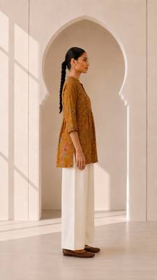 Philauri women's mustard short kurti 3