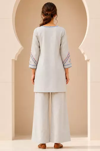 Philauri women light blue embroiderd co-ord set