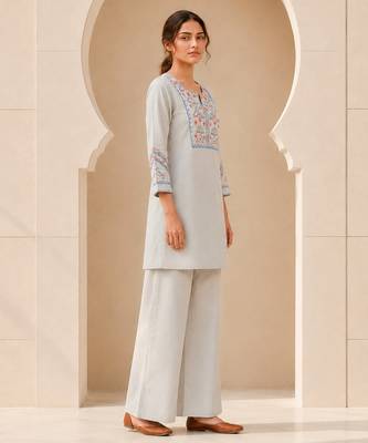 Philauri women light blue embroiderd co-ord set 3