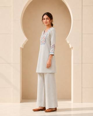 Philauri women light blue embroiderd co-ord set 4