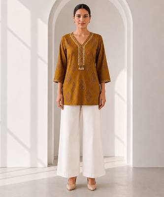 Philauri women's mustard short kurti 1